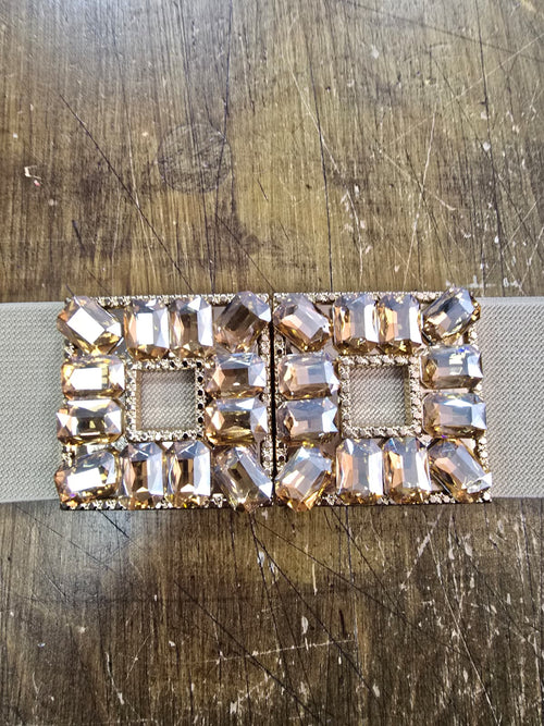 Square Jewel Embellished Stretch Belt