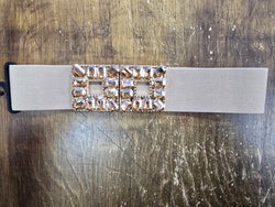 Square Jewel Embellished Stretch Belt
