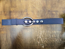 Navy Stretch Belt With Silver Stud Detail
