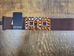 Square Jewel Embellished Stretch Belt