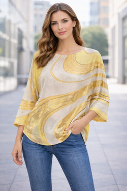 Marble Gold Foil Mesh Crew Neck Knit