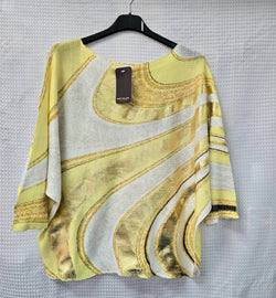 Marble Gold Foil Mesh Crew Neck Knit