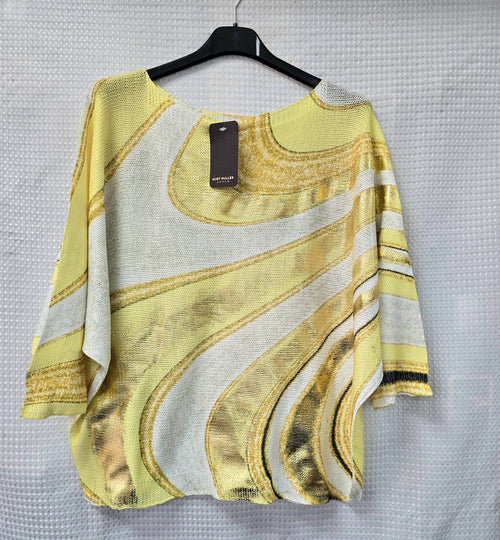 Marble Gold Foil Mesh Crew Neck Knit
