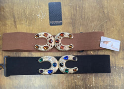 Jewel Embellished Buckle Clasp Stretch Belt
