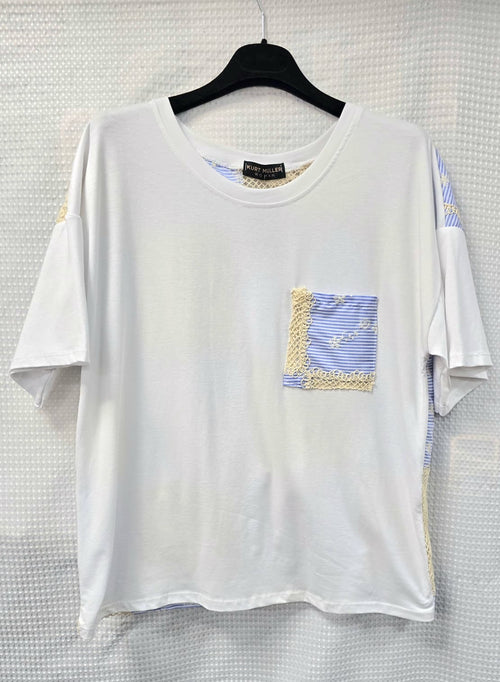 Daisy Crochet Back Pocket Cotton Tshirt