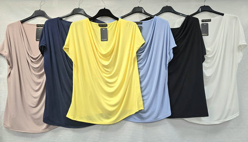 Rouched Neck Short Sleeve Top