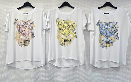 Heart Air Balloon Cotton High Low T-shirt Top