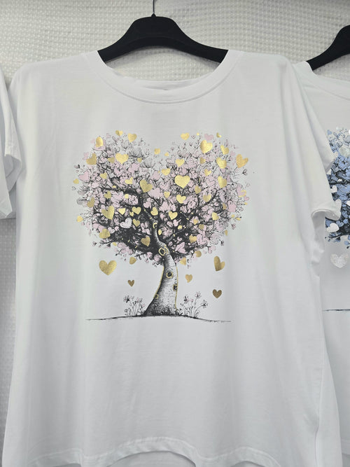 Tree of Love Cotton High Low T-shirt Top