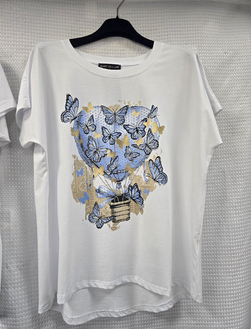 Heart Air Balloon Cotton High Low T-shirt Top