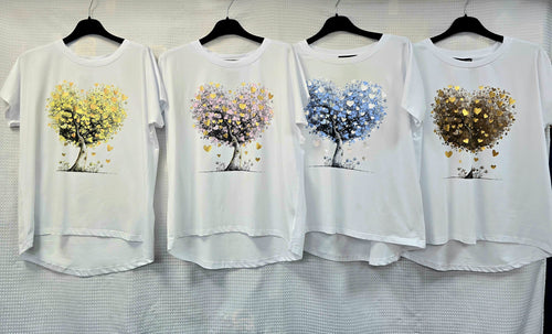 Tree of Love Cotton High Low T-shirt Top