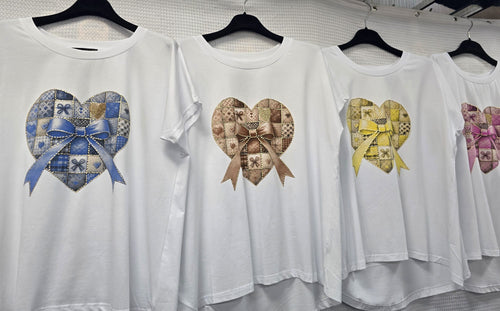 Heart Bow Cotton High Low T-shirt