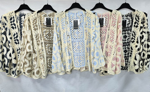Crochet Cotton Open Cardigan