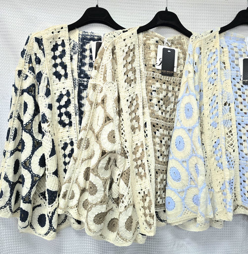 Crochet Cotton Open Cardigan
