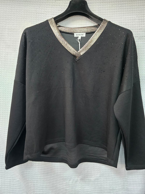 Metallic Diamante Stud Soft Touch Two piece Coord Set