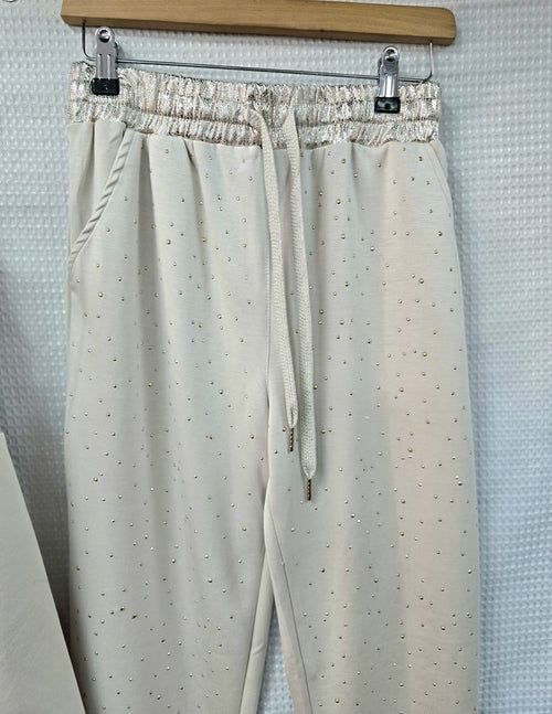 Metallic Diamante Stud Soft Touch Two piece Coord Set