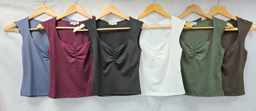 Scuba Rouched Sweetheart Neck Top