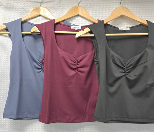 Scuba Rouched Sweetheart Neck Top