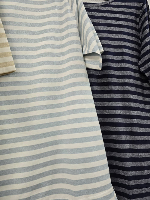Metallic Stripe Crew Neck T-shirt
