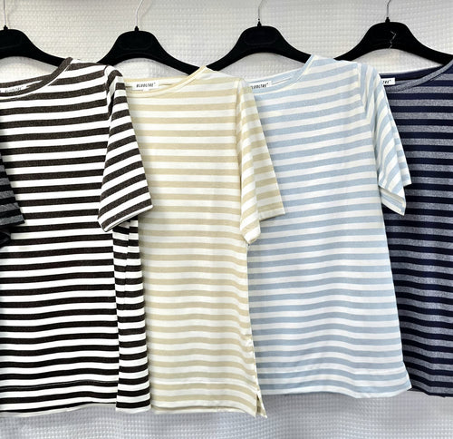 Metallic Stripe Crew Neck T-shirt
