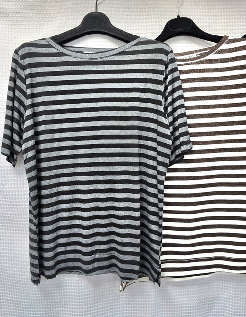 Metallic Stripe Crew Neck T-shirt