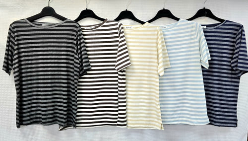 Metallic Stripe Crew Neck T-shirt