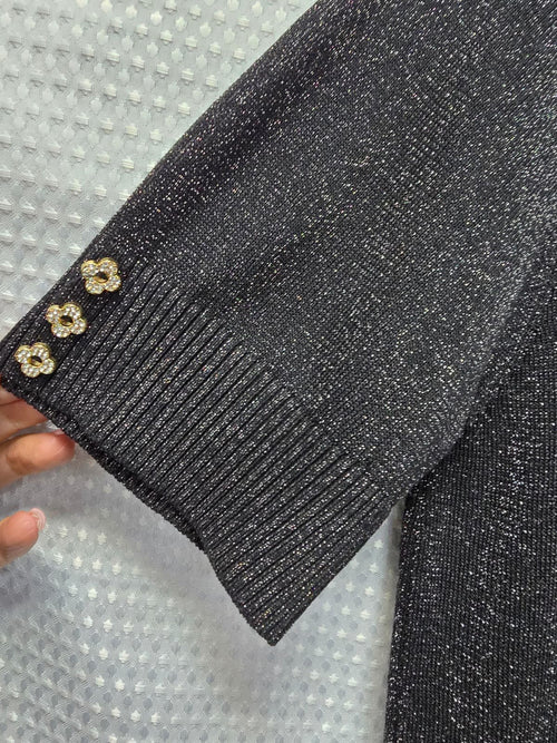 Metallic Shimmer Daisy Stud Top