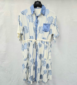 Suzie Floral Shirt Pull In Midi Dress