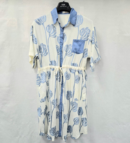 Suzie Floral Shirt Pull In Midi Dress