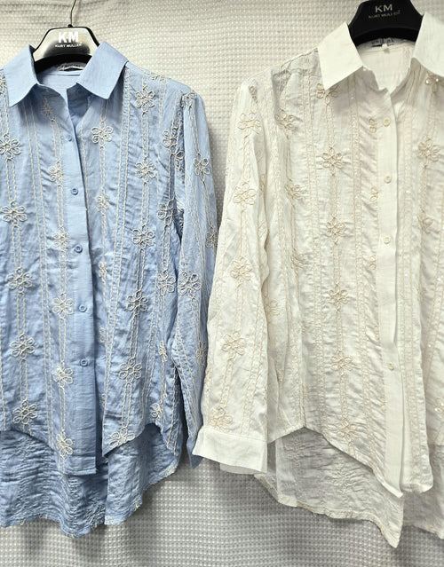Shimmer Embroidery Lino Shirt
