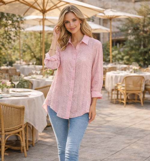 Shimmer Embroidery Lino Shirt