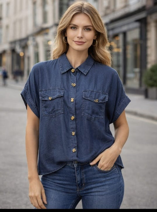 Oversized Tencel Denim Pocket Top