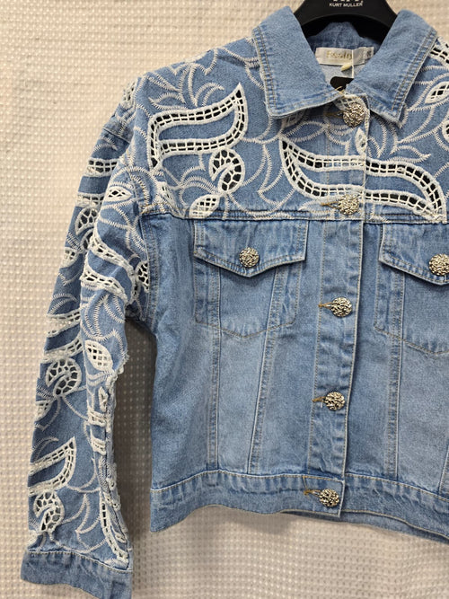 Crochet Panel Denim Designer Jacket