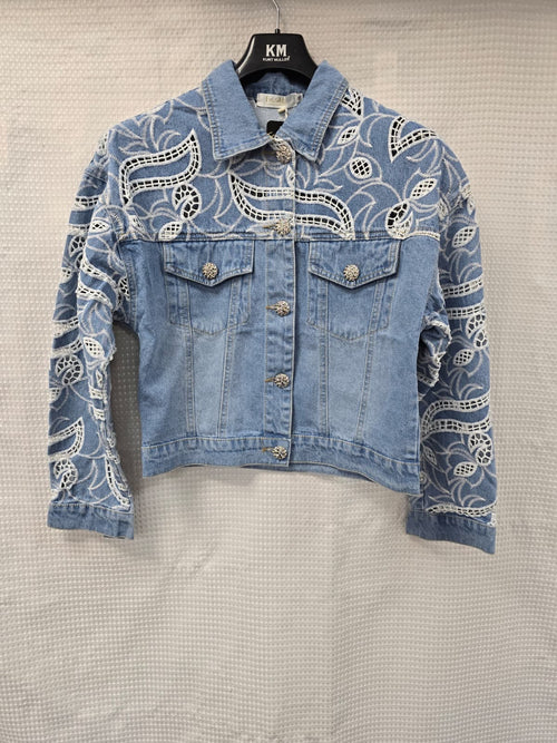 Crochet Panel Denim Designer Jacket
