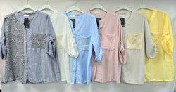 Cotton Stripe Pocket Panel Shirt