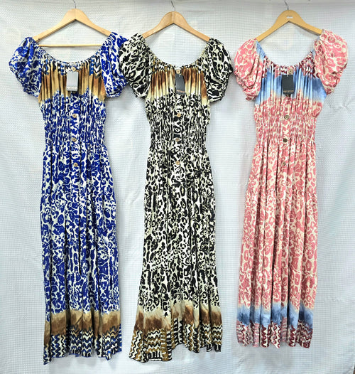 Contrast Leopard Bardot Maxi Dress