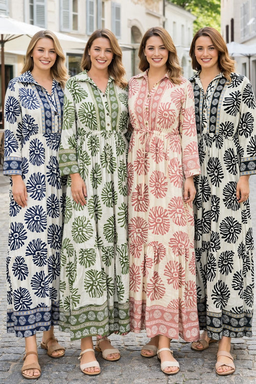 Retro Pull In Shirt Maxi Dress