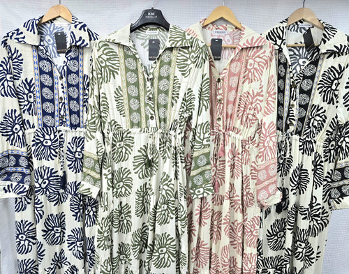 Retro Pull In Shirt Maxi Dress