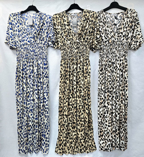 Leopard Gold Fleck Slinky Maxi Dress