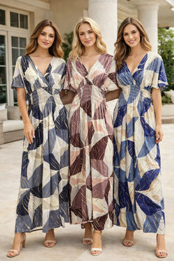 Gold Swirl Fleck Slinky Maxi Dress