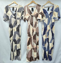 Gold Swirl Fleck Slinky Maxi Dress