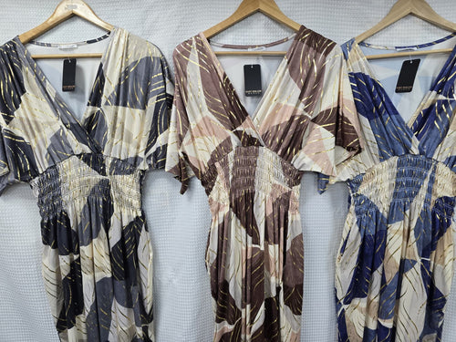 Gold Swirl Fleck Slinky Maxi Dress