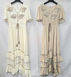 Contrast Tie Tier V Maxi Dress