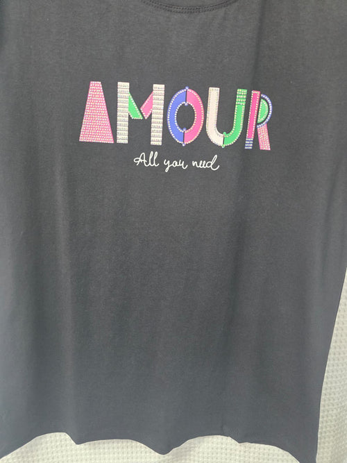 Sequin Amour Cotton Tshirt Top