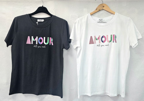 Sequin Amour Cotton Tshirt Top