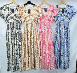 Gold Foil Floral V Maxi Dress
