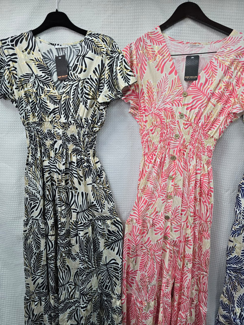 Palms Gold Foil V Maxi Dress