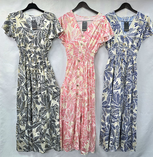 Palms Gold Foil V Maxi Dress