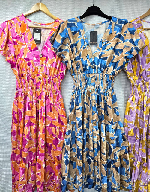 Contrast Petal V Midi Dress