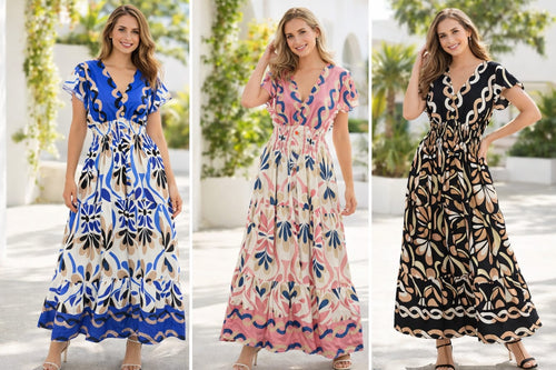 Contrast Abstract V Maxi Dress