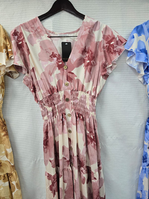 Floral Maxi V Neck Dress